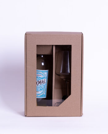 Caja de cartulina para copa+vino impresa