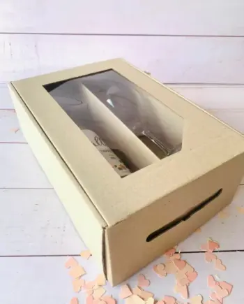 Caja para copa+botella kraft