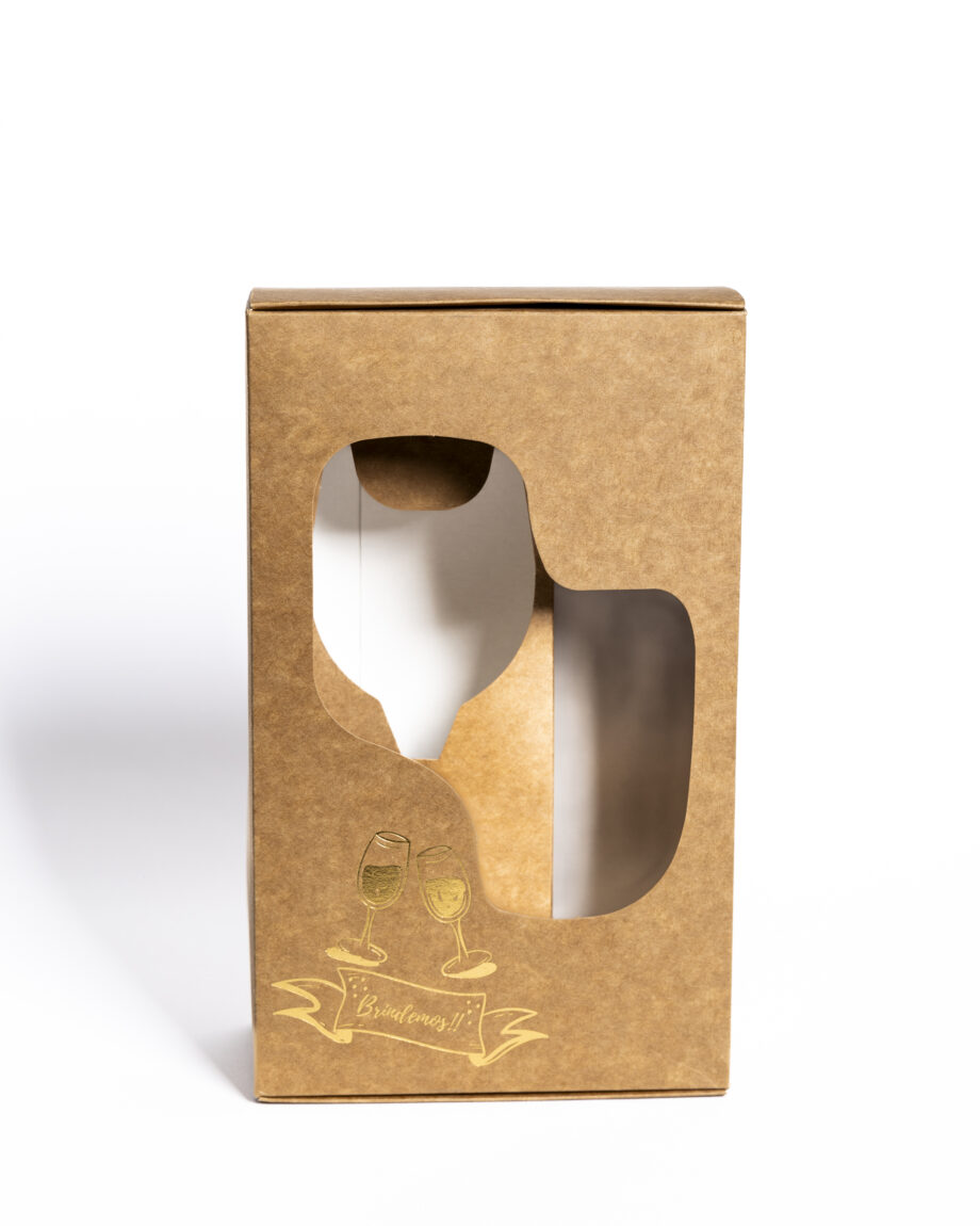Caja de cartulina para copa+vino impresa