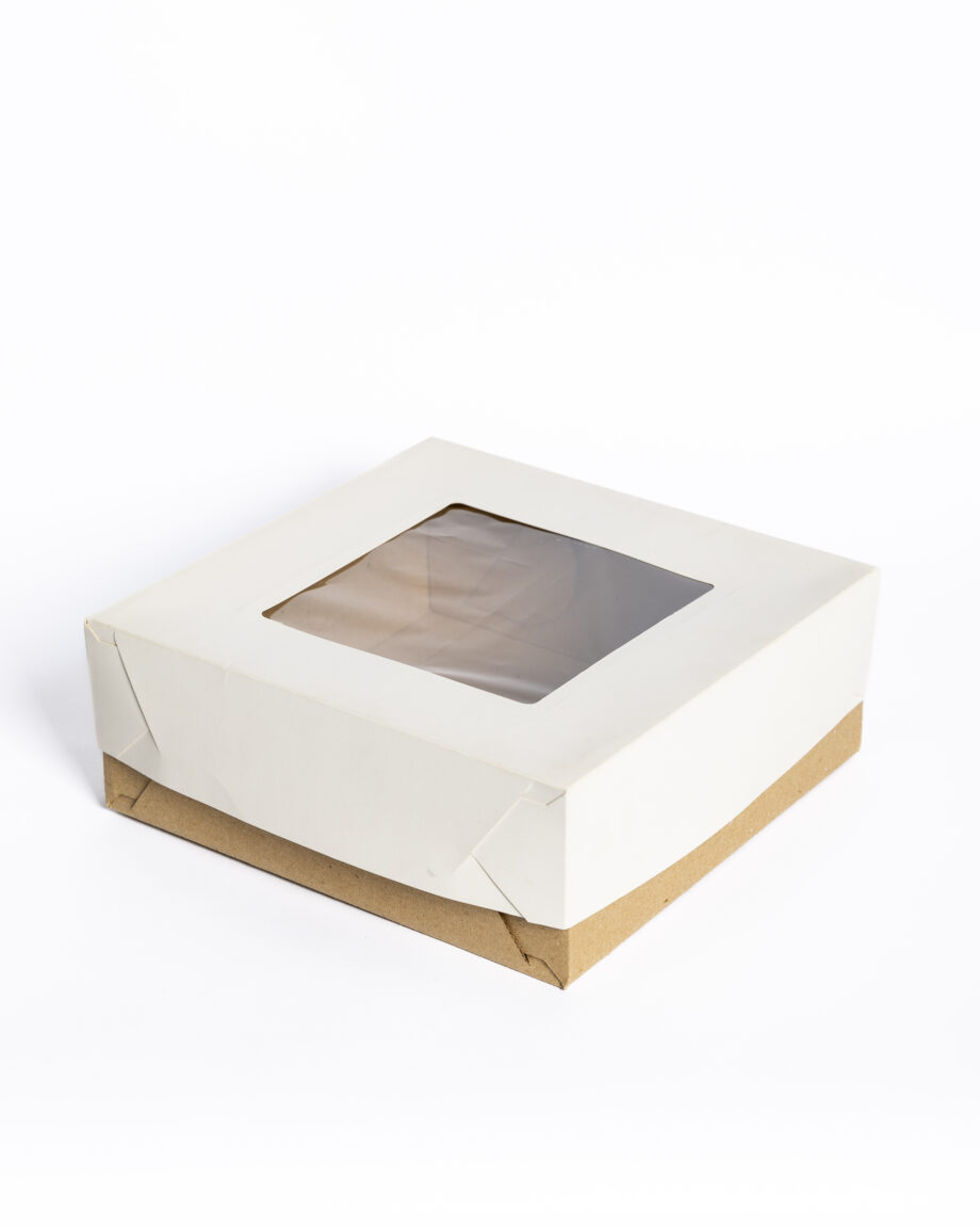 Caja para desayuno c/visor tapa blanca