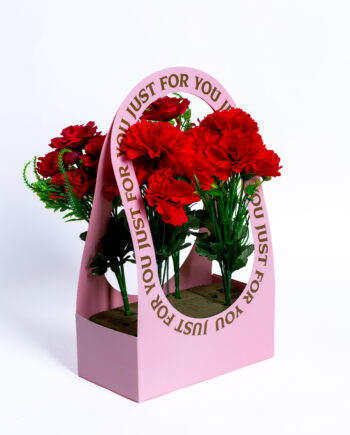 Canasta flores rosa x10unid