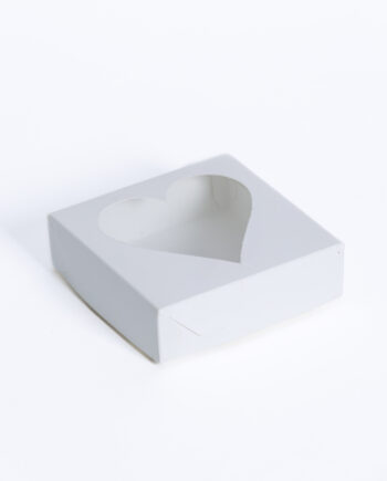 Caja corazón para minicookie 10,5x10,5x3cm blanca