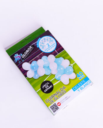 Kit guirnalda de globos x12 blanco y celeste